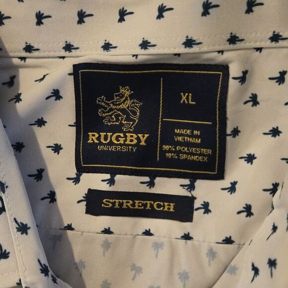 Rugby University XL Button Up Shirt Palm Trees Golf Performance Travel Outdoors - Picture 3 of 7